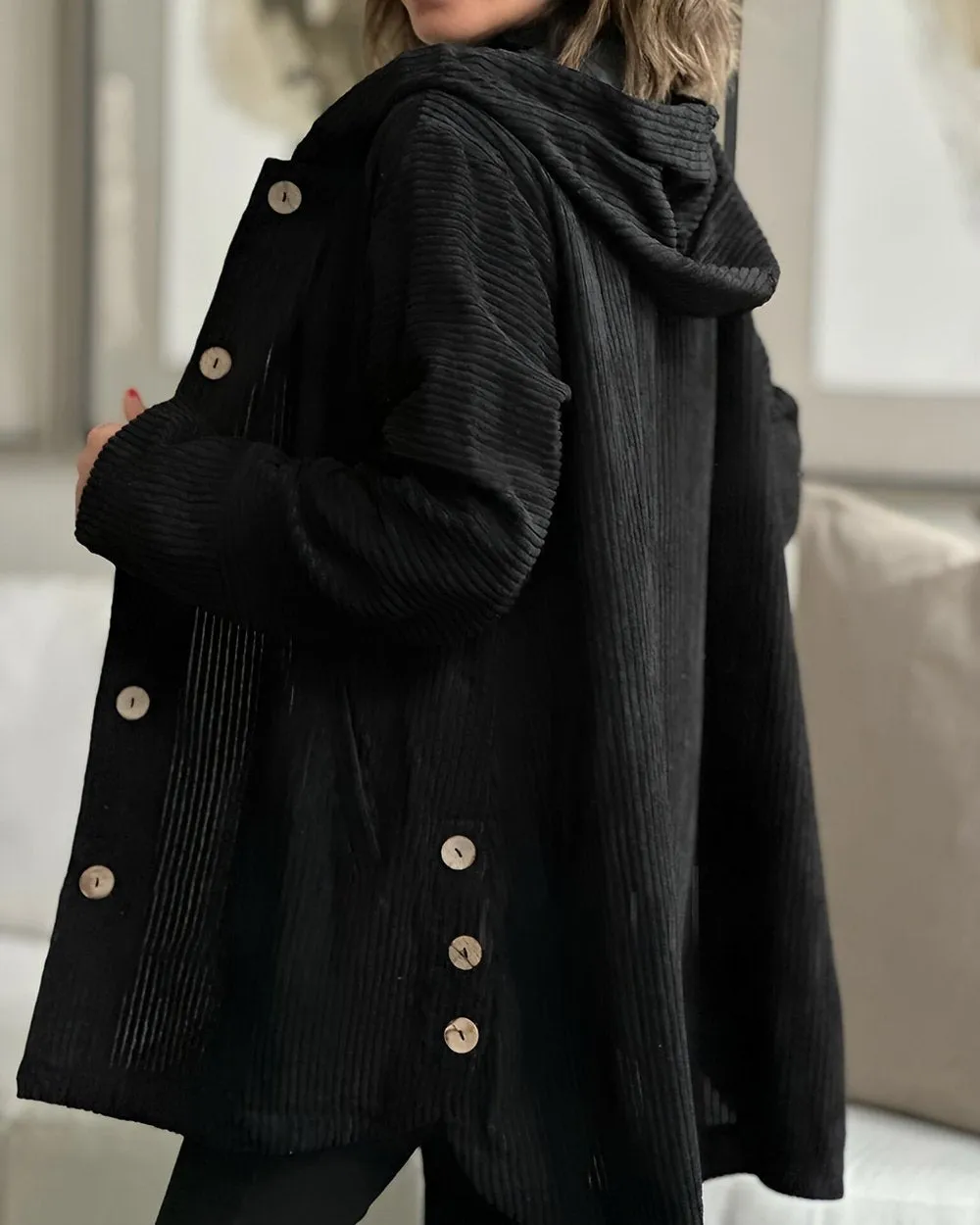 R&B | Damen Freizeit Cordjacke Mit Kapuze