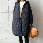R&B | Stylische gepolsterte Jacke mit Kapuze und langem unifarbenem Design ideal für Herbst/Winter
