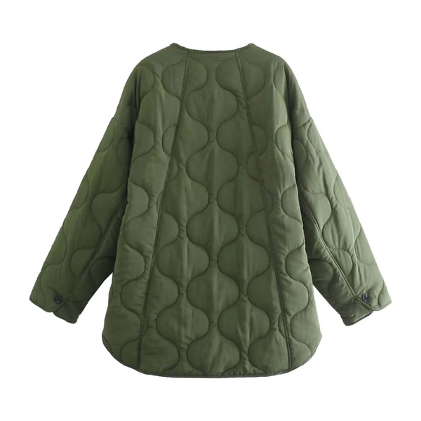 R&B | Lässige Rundhals-Steppjacke mit Karomuster und großen Taschen Ideal für Herbst/Winter