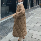 R&B | Stylische Übergroße Steppjacke mit Pelzkragen und Knöpfen Ideal für Herbst/Winter
