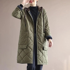 R&B | Modern langer einfarbiger gepolsterter Mantel mit Knöpfen Ideal für Herbst/Winter