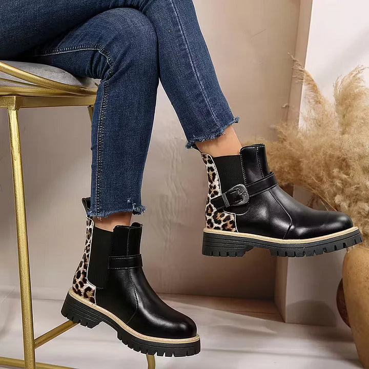 Retro-Stiefeletten mit Schnalle und dicken Absätzen R&B R&B