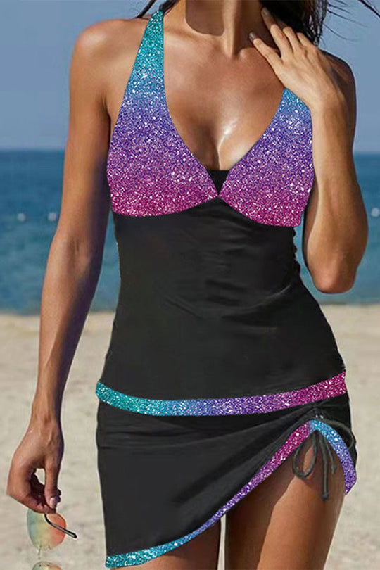 R&B | Julissa Leopard Vorderes Drawstring Tankini Set