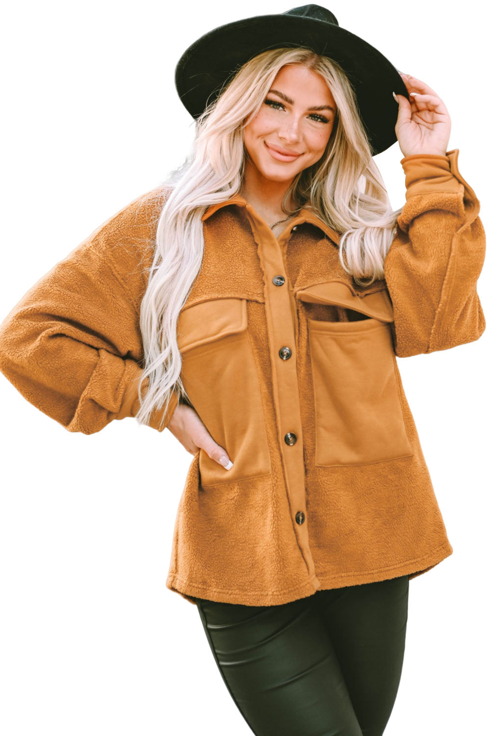 R&B | Weiche Teddyjacke mit Großen Taschen Polyester Warm und Modern
