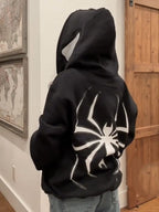 R&B | Hoodie mit Reißverschluss Und Spinnenprint