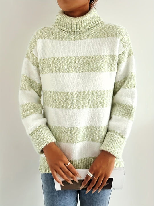 R&B | Strickpullover mit Rollkragen Acrylmischung Gestreiftes Muster