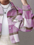 R&B | Karierte Kragenknopf Jacke
