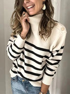 R&B | Gestreifter Rollkragenpullover