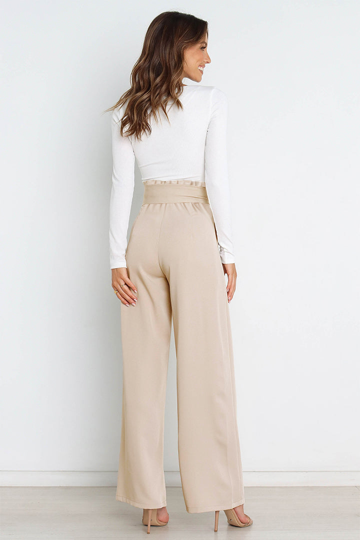 R&B | Hohe Taille Paperbag Hose mit Schleifendetail