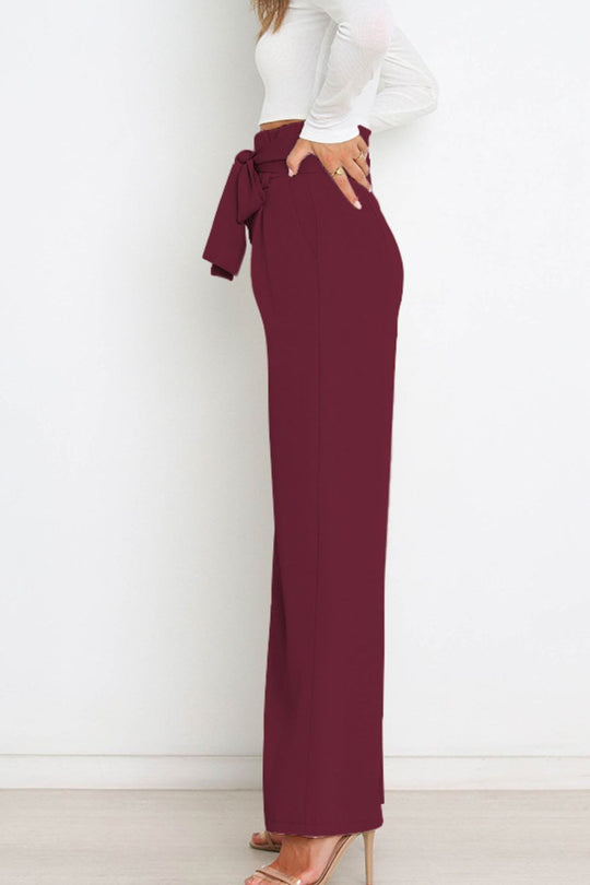 R&B | Hohe Taille Paperbag Hose mit Schleifendetail