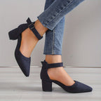 R&B | Damen Sandalen mit Blockabsatz Schnürung, mit Knöchelriemen, Elegant