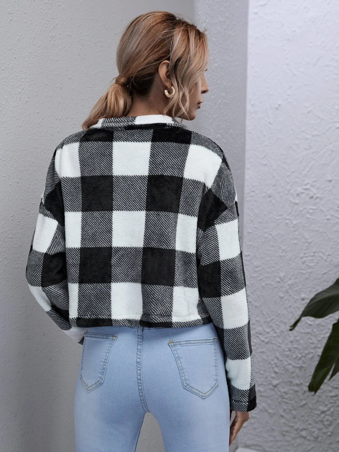 R&B | Karierter Button-Down-Kragenjacke