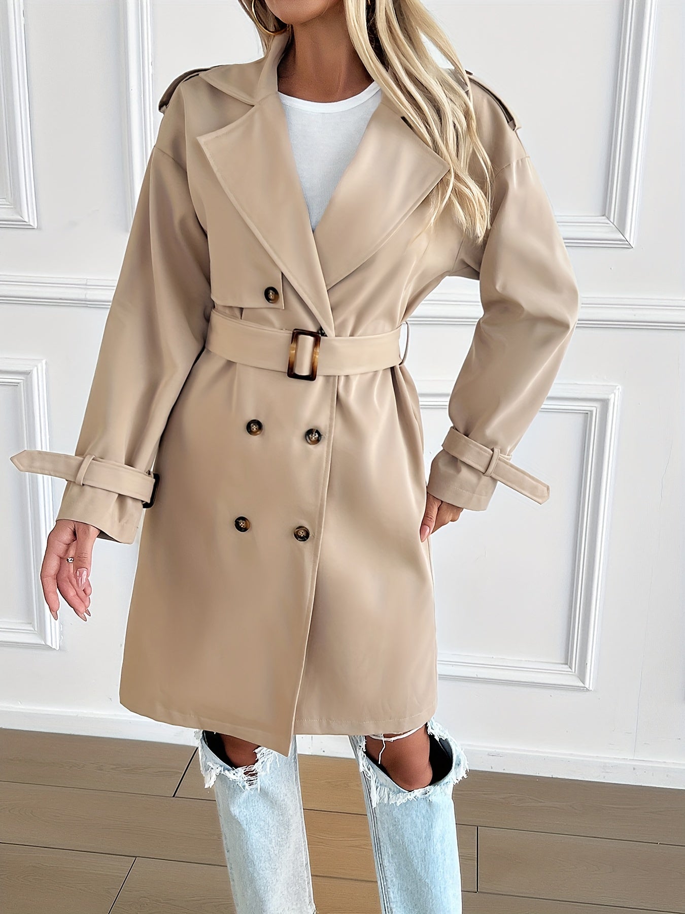 R&B | Gürteltrenchcoat mit langen Ärmeln für Frauen Perfekt für den Alltag