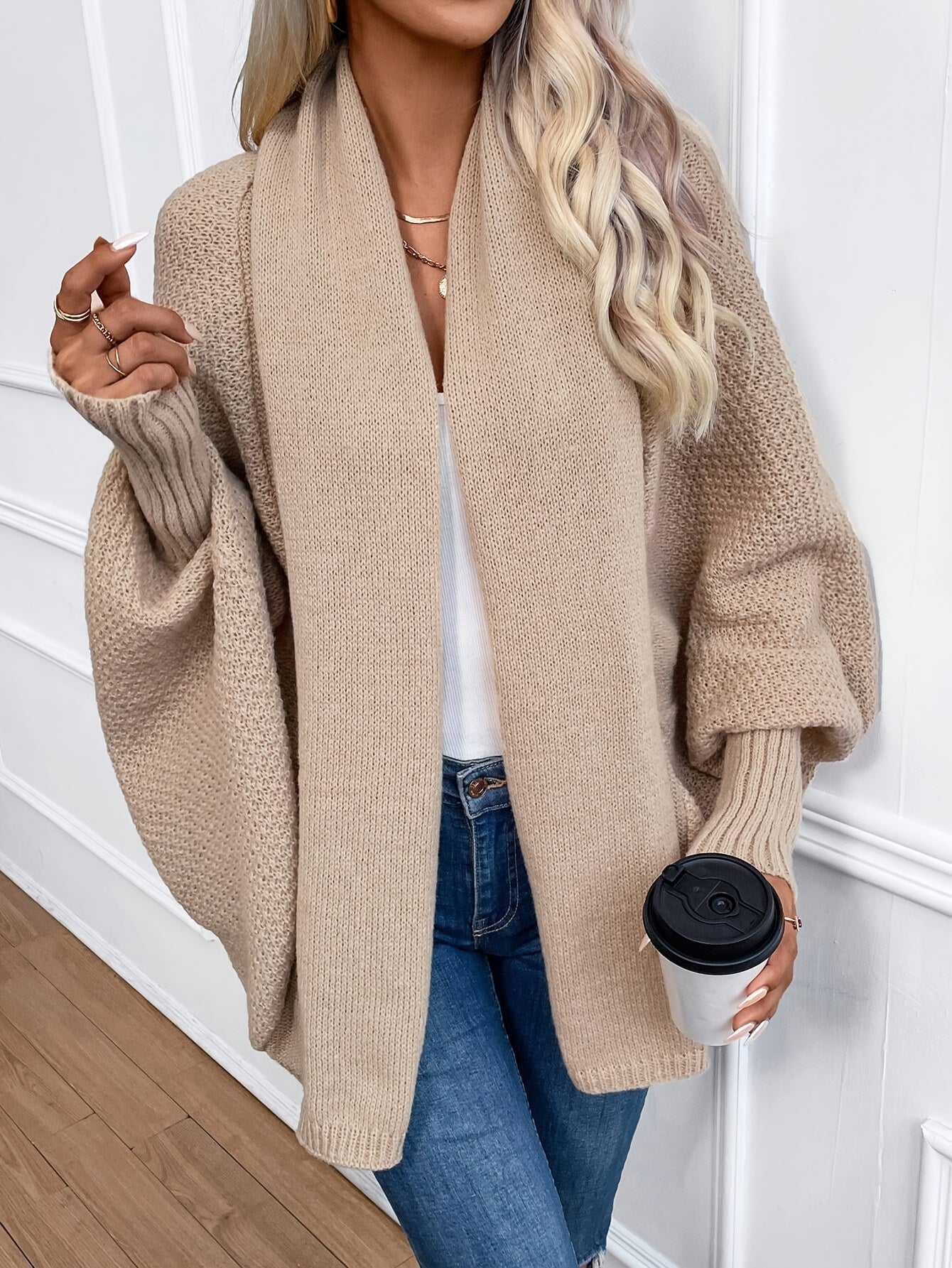 R&B | Damen Elegante Kaschmir Gestrickte Weste Mit Langen Ärmeln