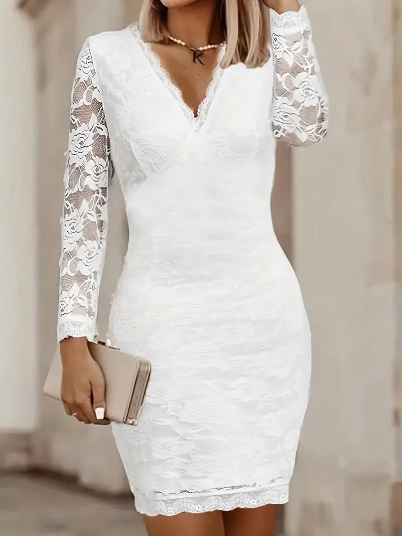 R&B | Elegantes Blond Bodycon Kleid mit V-Ausschnitt