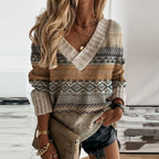 R&B | Strickpullover mit V-Ausschnitt und Tribal-Muster