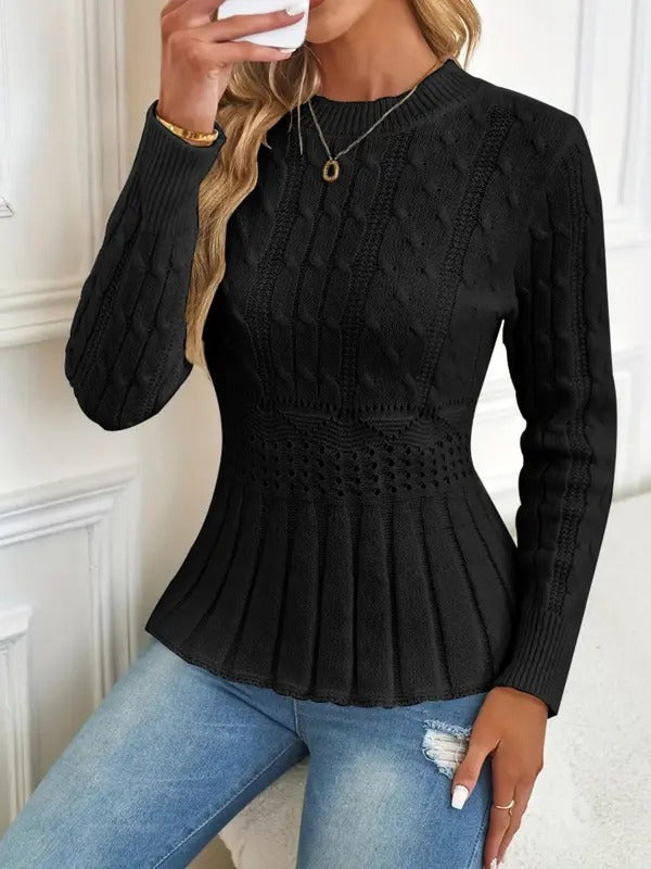 R&B | Bequemer Schicker Grobstrickpullover mit Rundhalsausschnitt