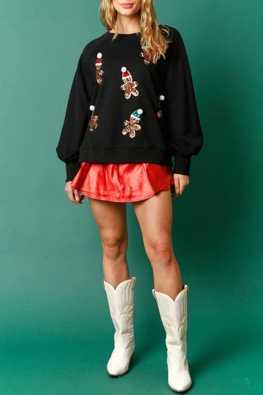 R&B | Weihnachts LR&Bkuchenmann Pailletten Langarm Sweatshirt