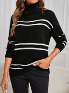 R&B | Gestreifter Rollkragenpullover
