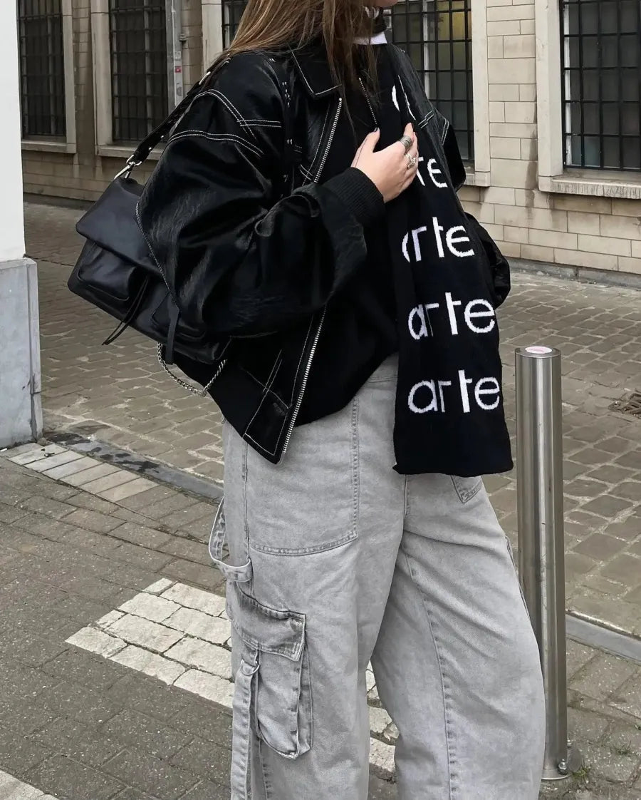 R&B | Vintage-Lederblouson in Übergröße für Damen