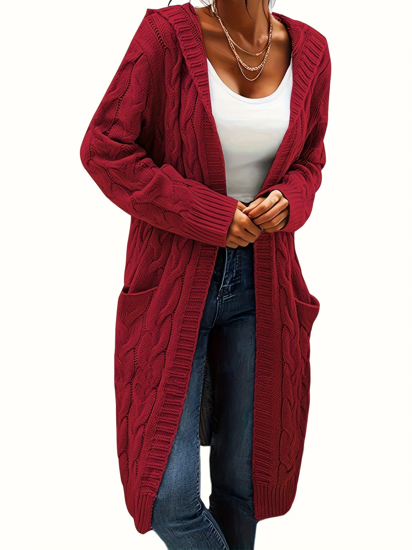 R&B | Langstrickjacke mit Kapuze