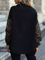 R&B | Leopard Print Knopf-abgesetzte Schulterjacke
