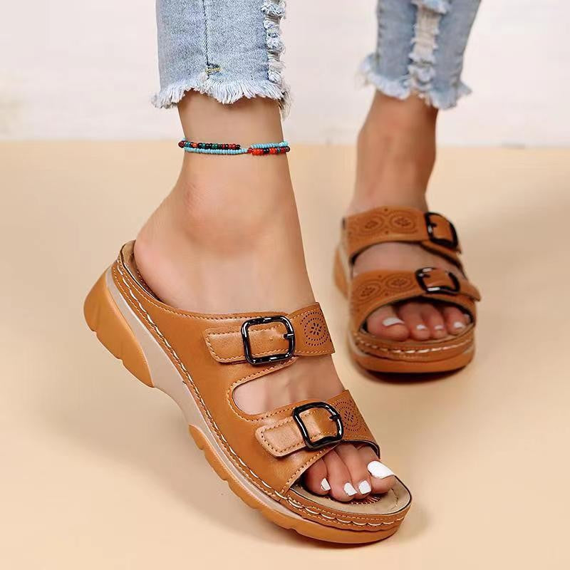 Damen Sandalen aus Leder mit verstellbarem Riemen R&B R&B