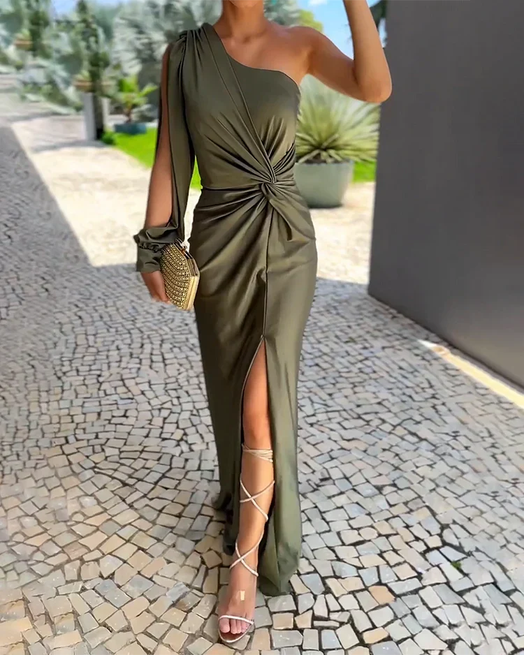 Kleid | Elegantes langes Kleid mit einer Schulter