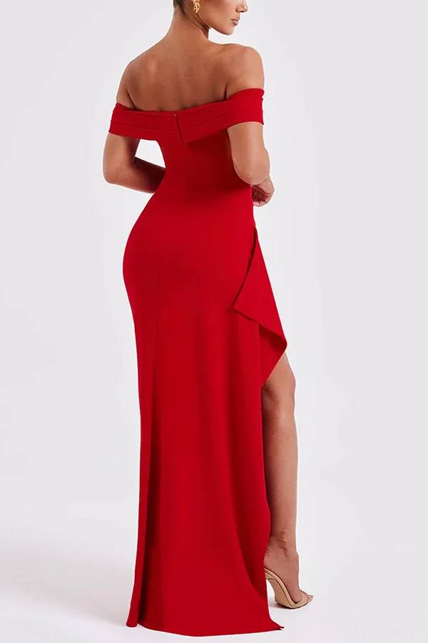 R&B | Sexy Lady Off Shoulder Hoher Schlitz Maxi Kleid