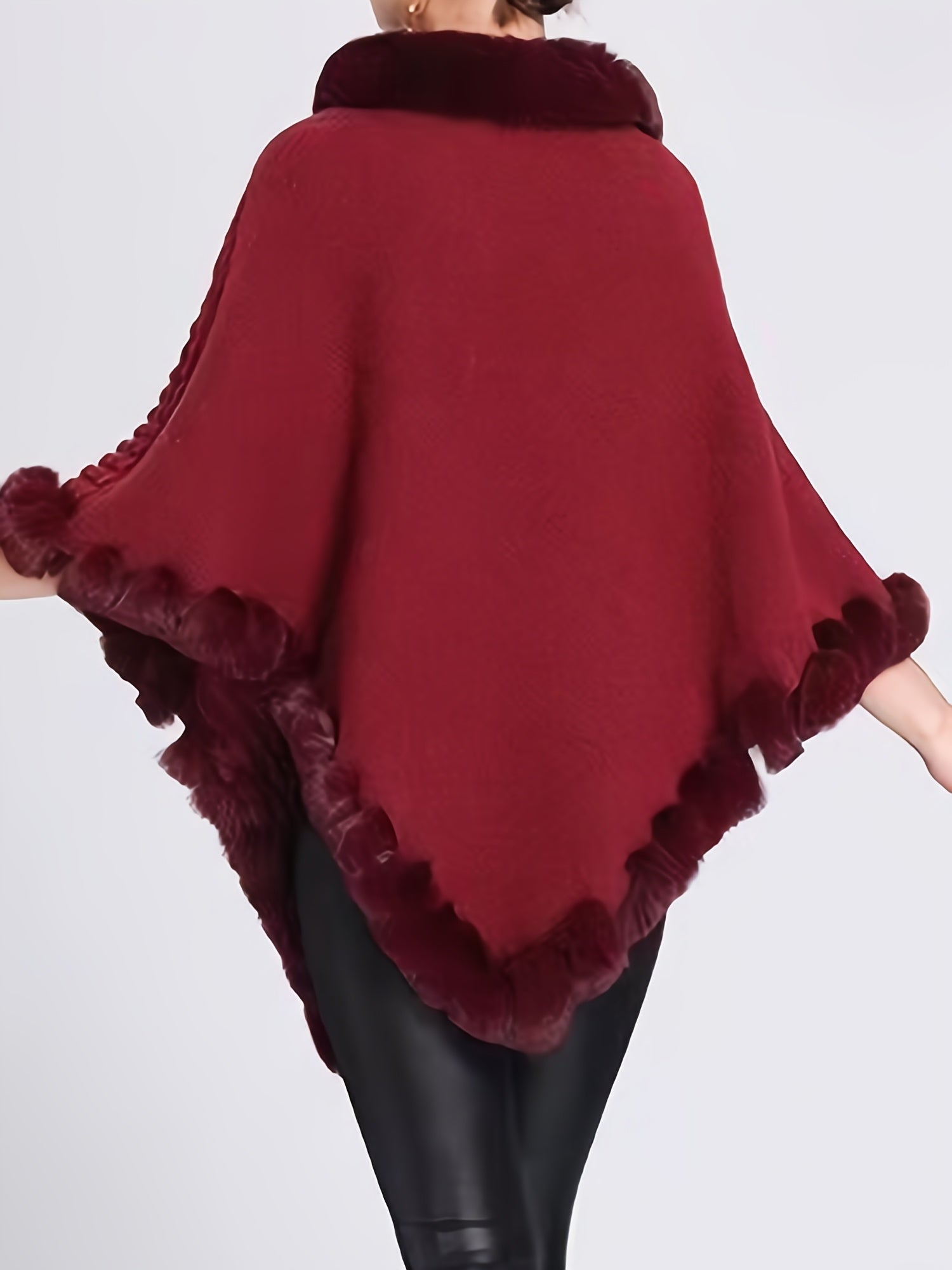 R&B | Poncho mit Pelzdetails Acrylmix Elegante Struktur