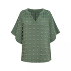 R&B | Damen V-Ausschnitt einfarbig Haarball Top Damen