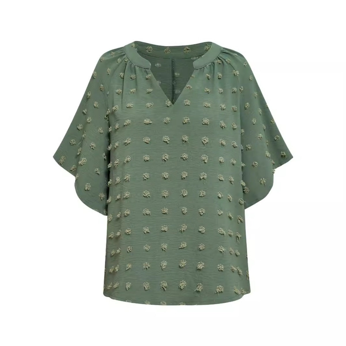R&B | Damen V-Ausschnitt einfarbig Haarball Top Damen