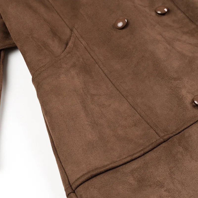 R&B | Trenchcoat mit doppelter Knopfleiste und Revers aus Velours Alana