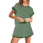 R&B | Gestreiftes Kurzarm-Shorts-Set