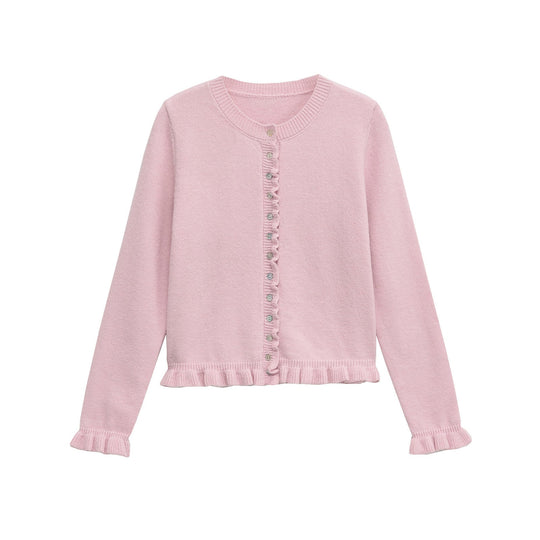 R&B | Damen-Cardigan mit Knöpfen, schickes Lagen-Oberteil