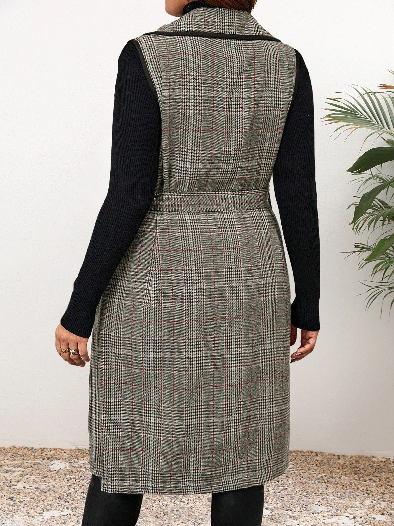R&B | Elegante Ärmellose Weste Im Karodesign
