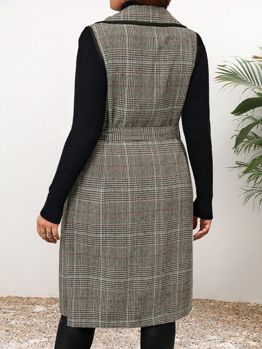 R&B | Elegante Ärmellose Weste Im Karodesign