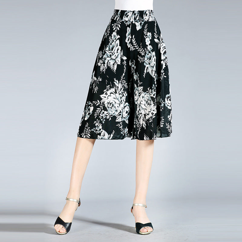 R&B | Damen Chiffon Culottes mit Breiten Beinen und Hoher Elastischer Taille
