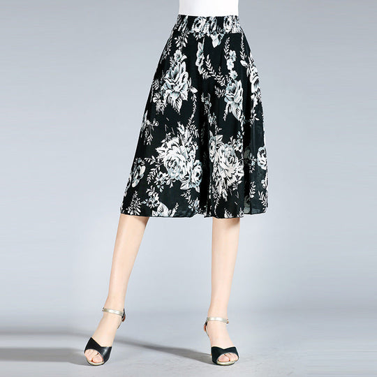 R&B | Damen Chiffon Culottes mit Breiten Beinen und Hoher Elastischer Taille