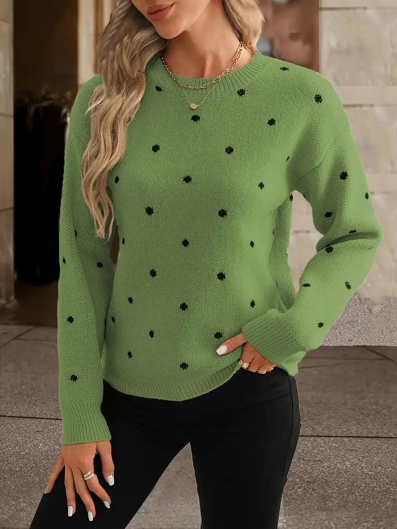 R&B | langärmliger poker-dot-pullover