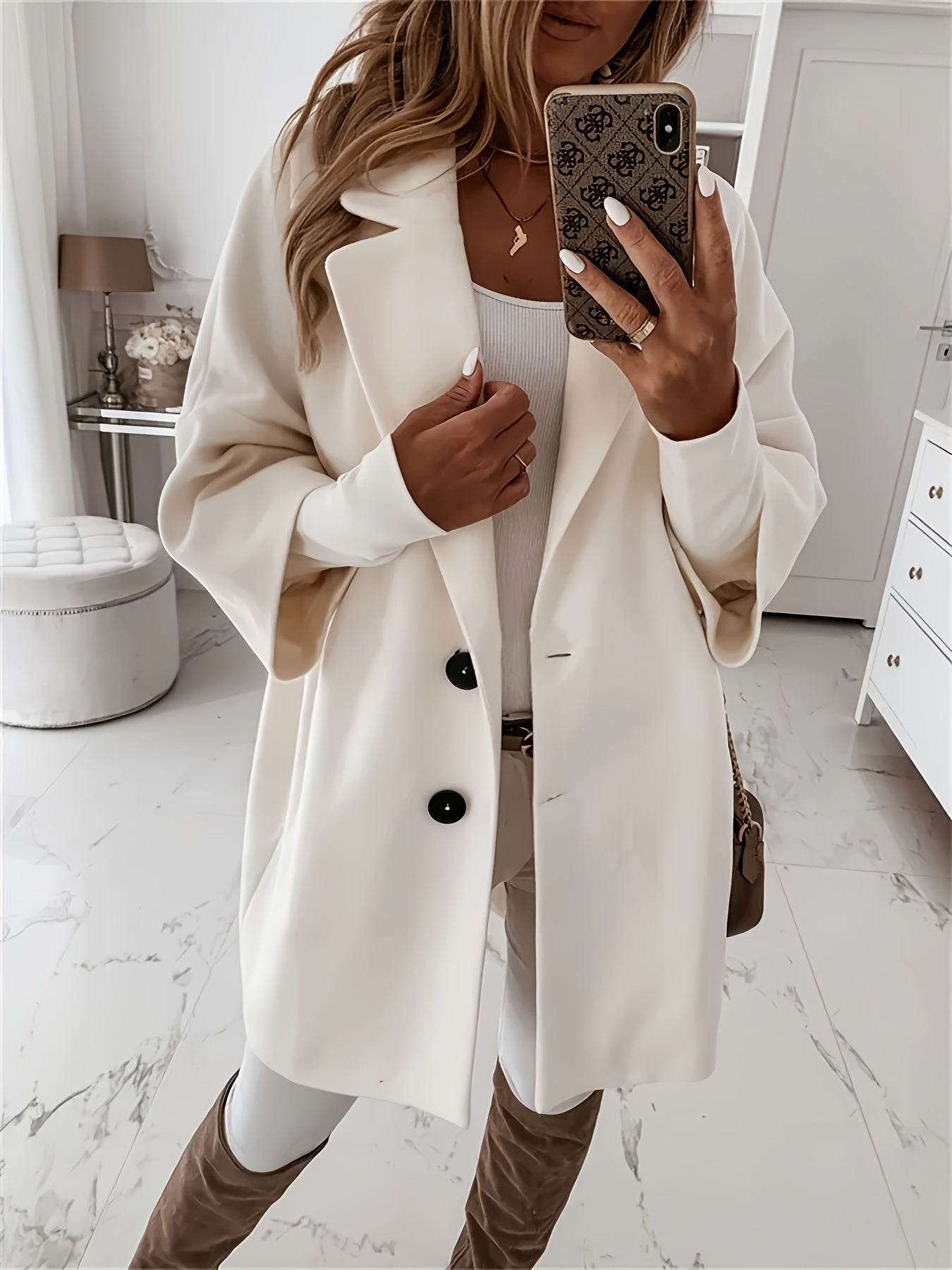 R&B | Eleganter Mantel mit Großen Knöpfen Polyester Klassisch und Schick