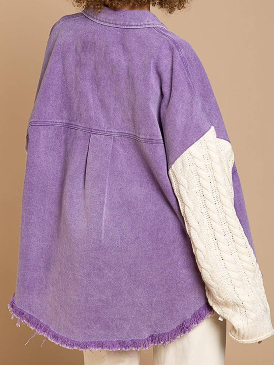 R&B | Kabelstrick Raw Hem Denim Jacke