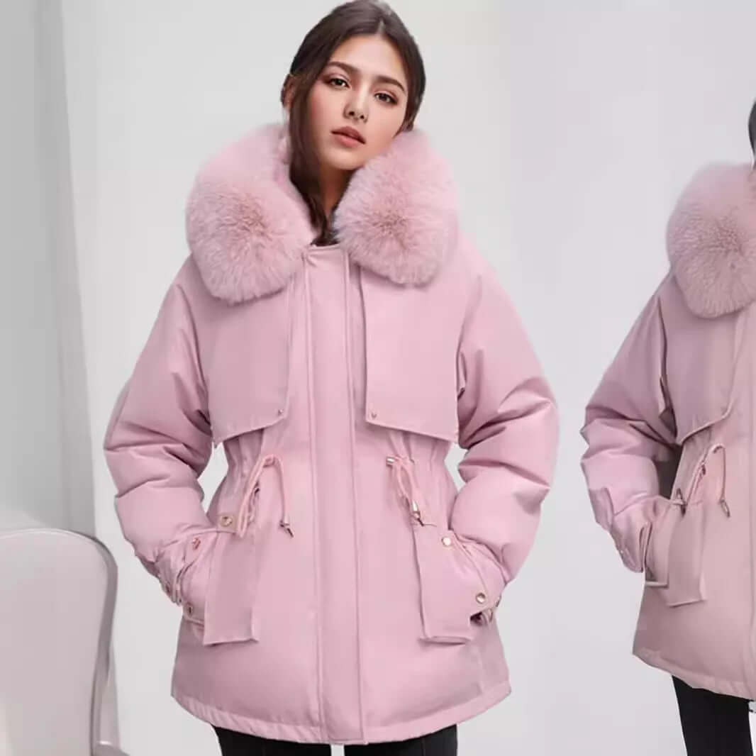 R&B | Damen Winter Kunstpelzkragen Mantel