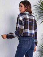 R&B | Karierter Knopf-Front-Jacke mit Taschen