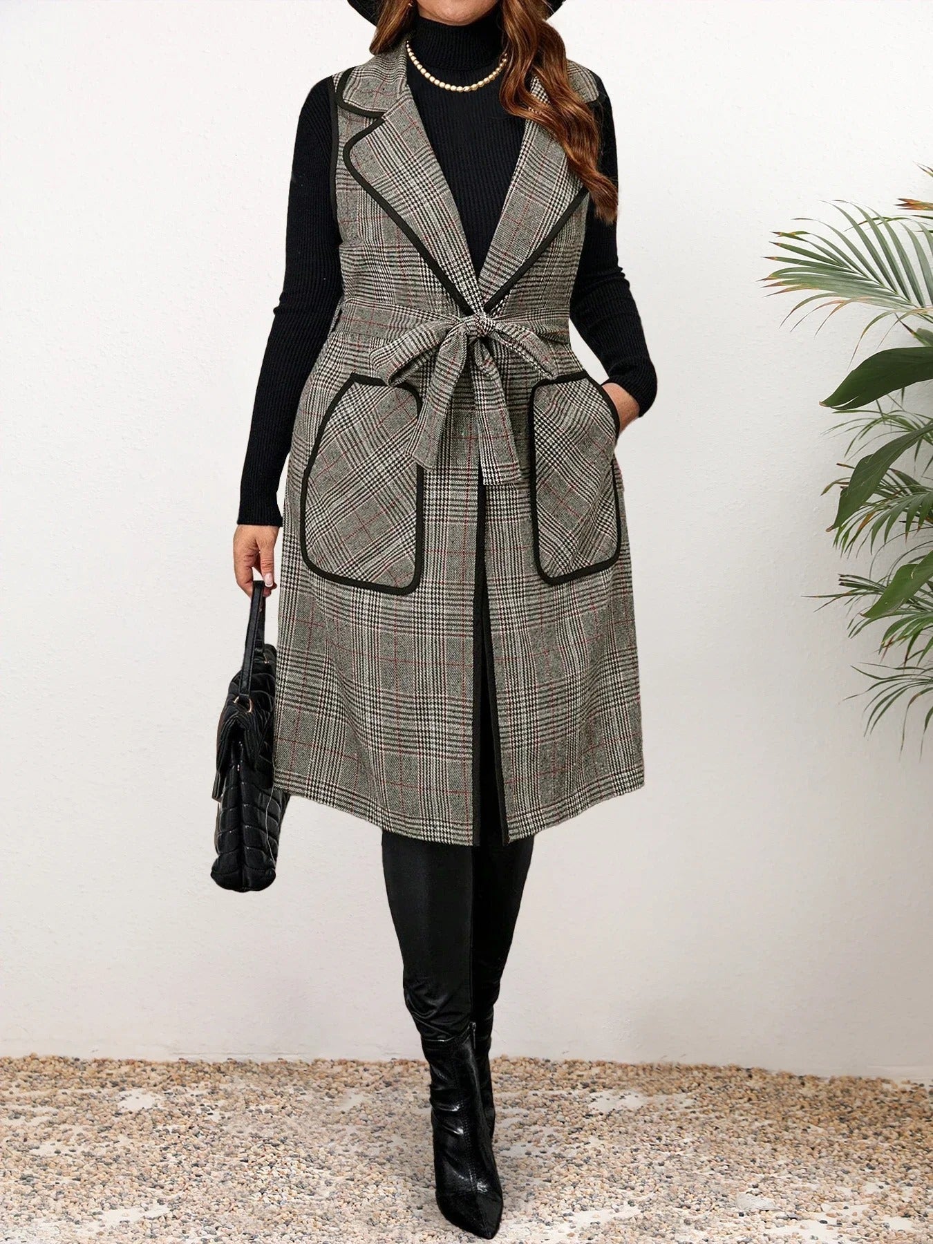 R&B | Elegante Ärmellose Weste Im Karodesign