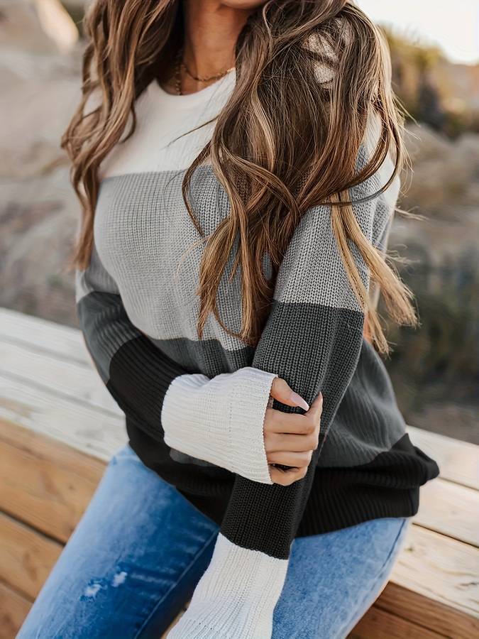 R&B | Stilvoll Gestreifter Strickpullover für Frauen