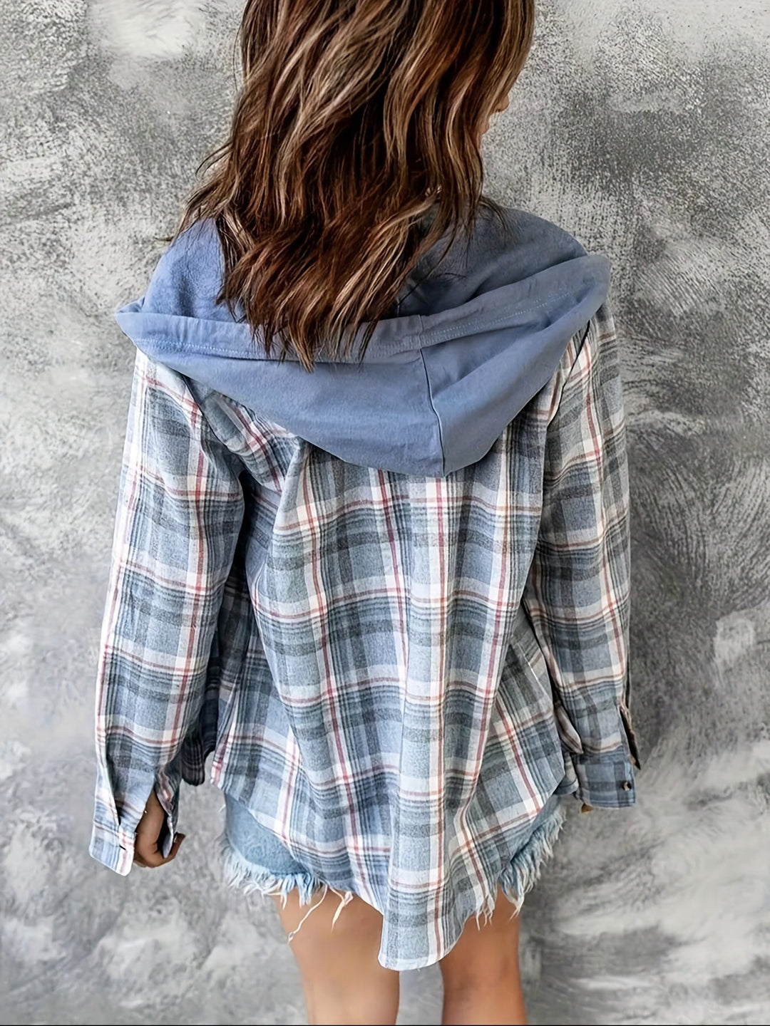R&B | Karierte Jacke mit Kapuze Baumwolle und Polyester Leger und Komfortabel