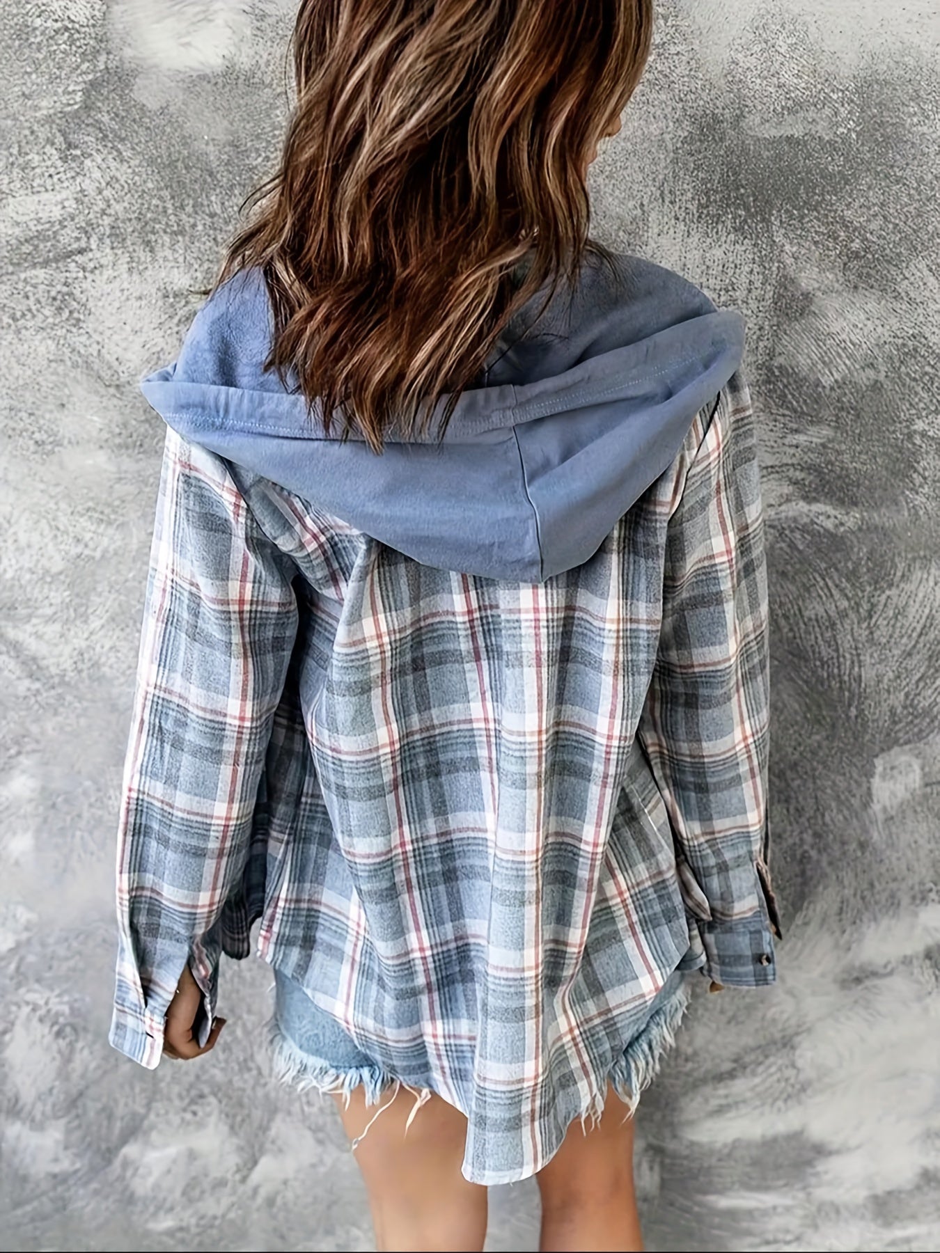 R&B | Karierte Jacke mit Kapuze Baumwolle und Polyester Leger und Komfortabel