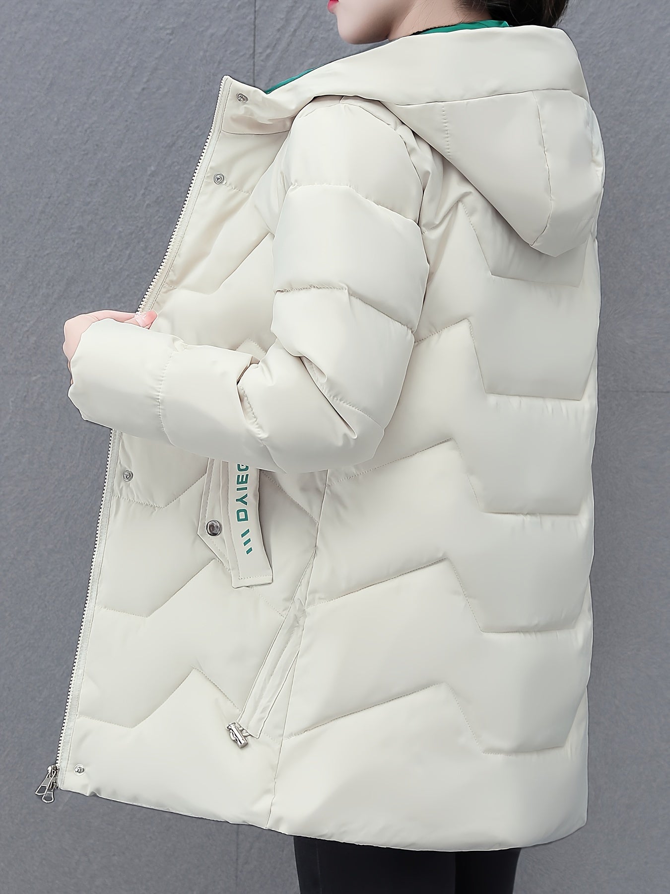 R&B | Langes, lässiges Damen-Daunenjacke mit Kapuze
