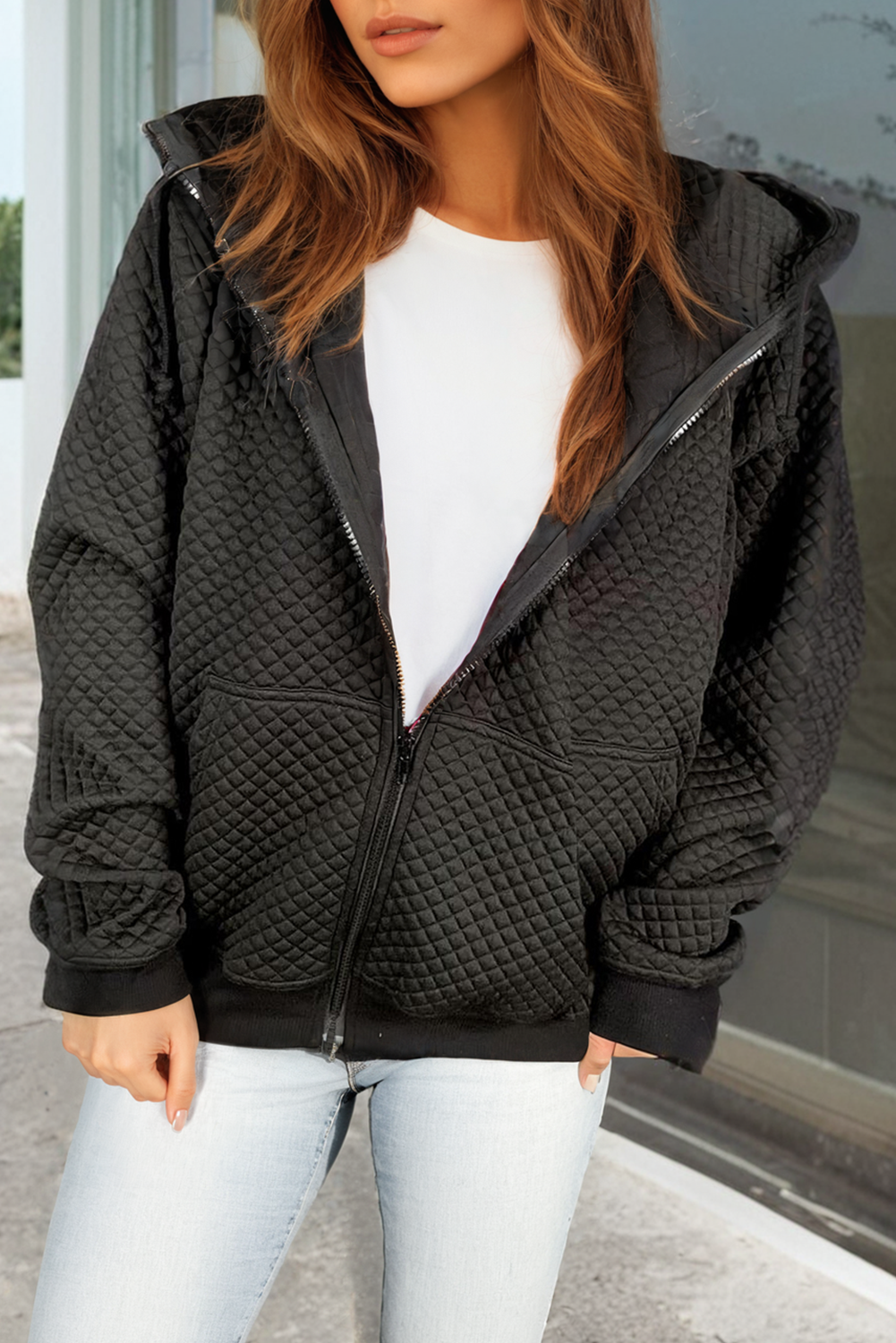 R&B | Gepolsterter Hoodie Polyester-mischung Warm und Komfortabel